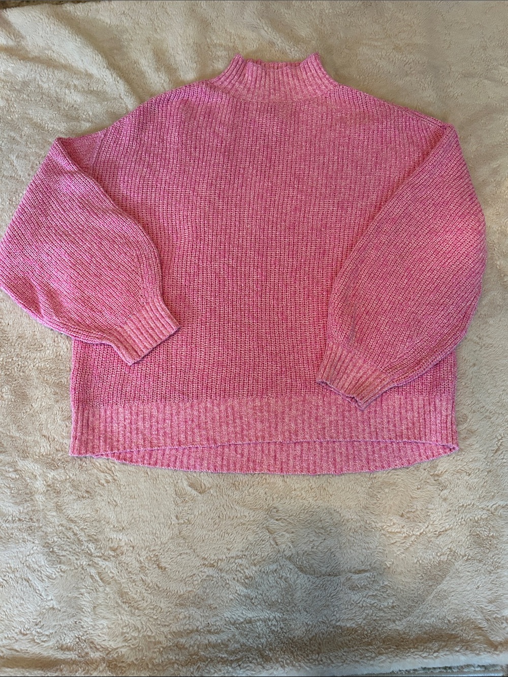 aerie Pink Mock Neck Ribbed Sweater